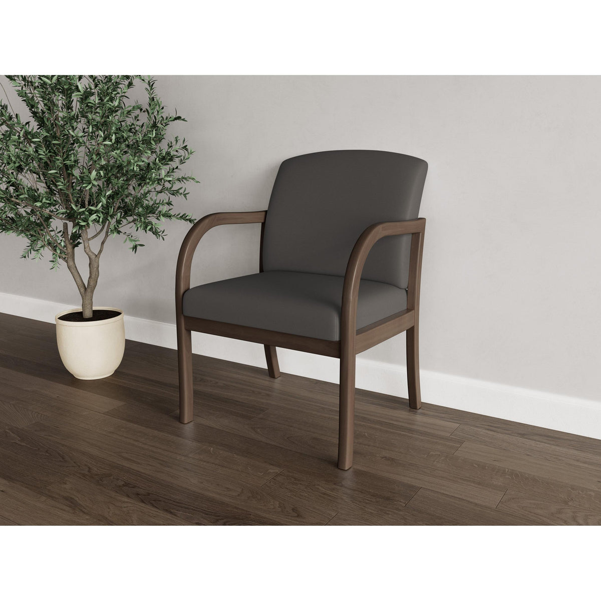 Weston Waiting Reception Wide Guest Chair Wood Frame