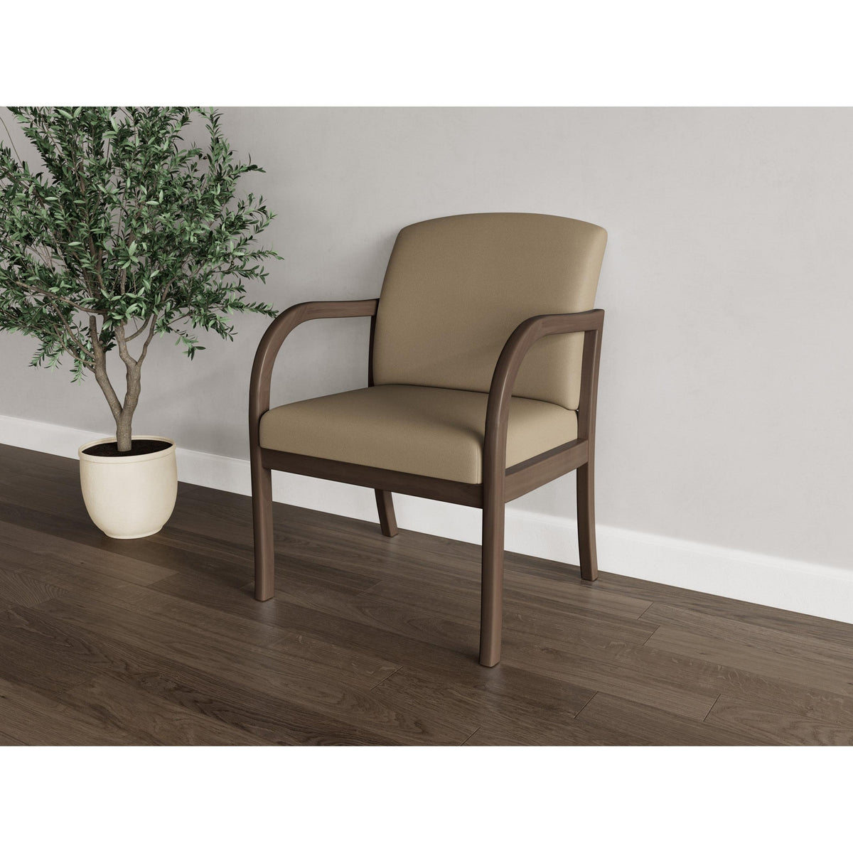 Weston Waiting Reception Wide Guest Chair Wood Frame