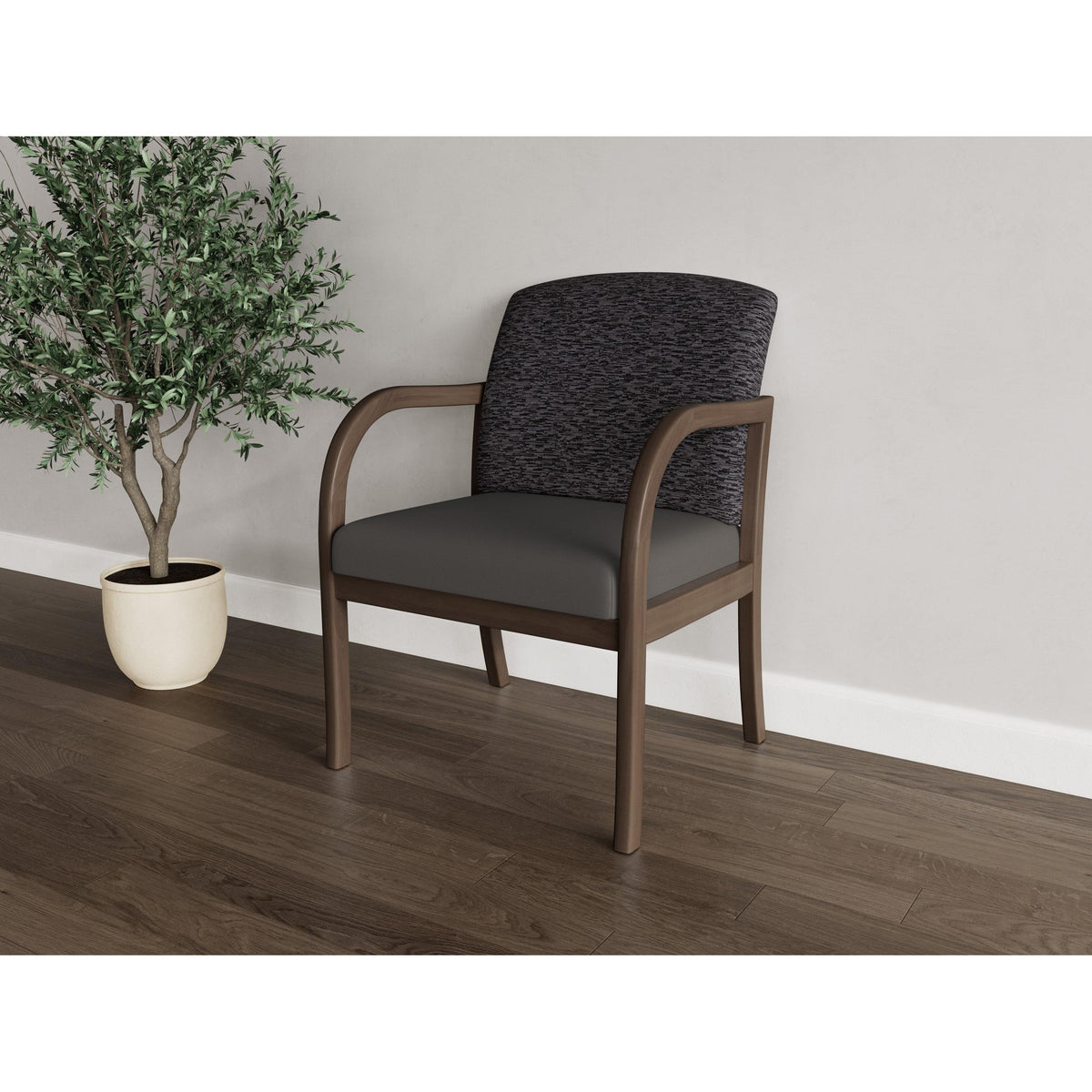 Weston Waiting Reception Wide Guest Chair Wood Frame