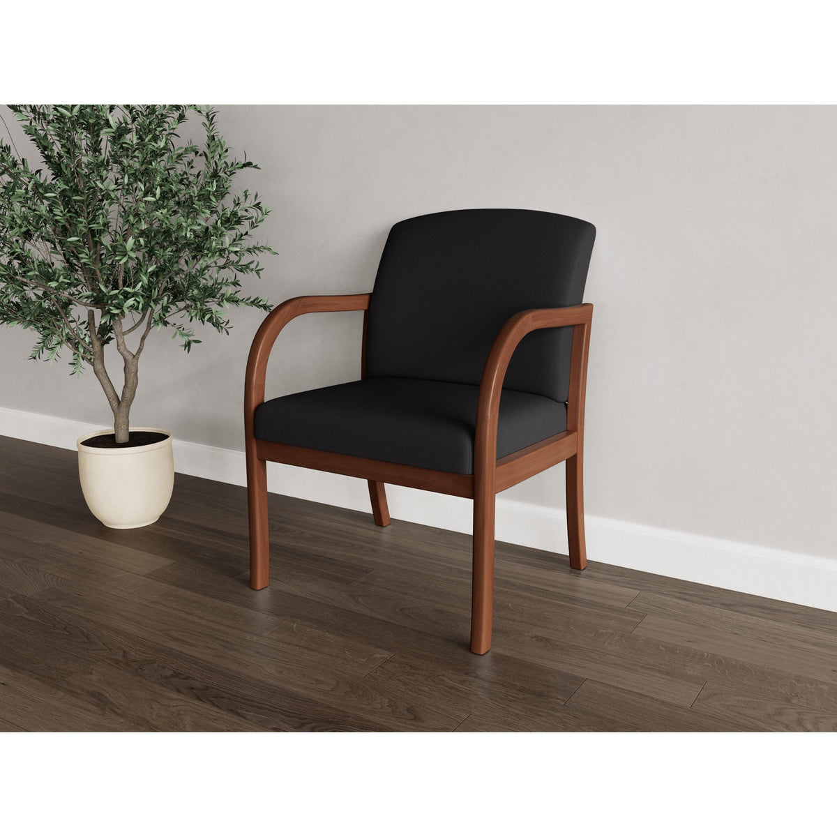 Weston Waiting Reception Wide Guest Chair Wood Frame