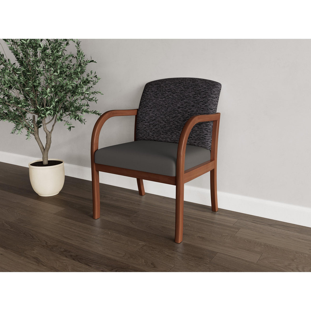 Weston Waiting Reception Wide Guest Chair Wood Frame