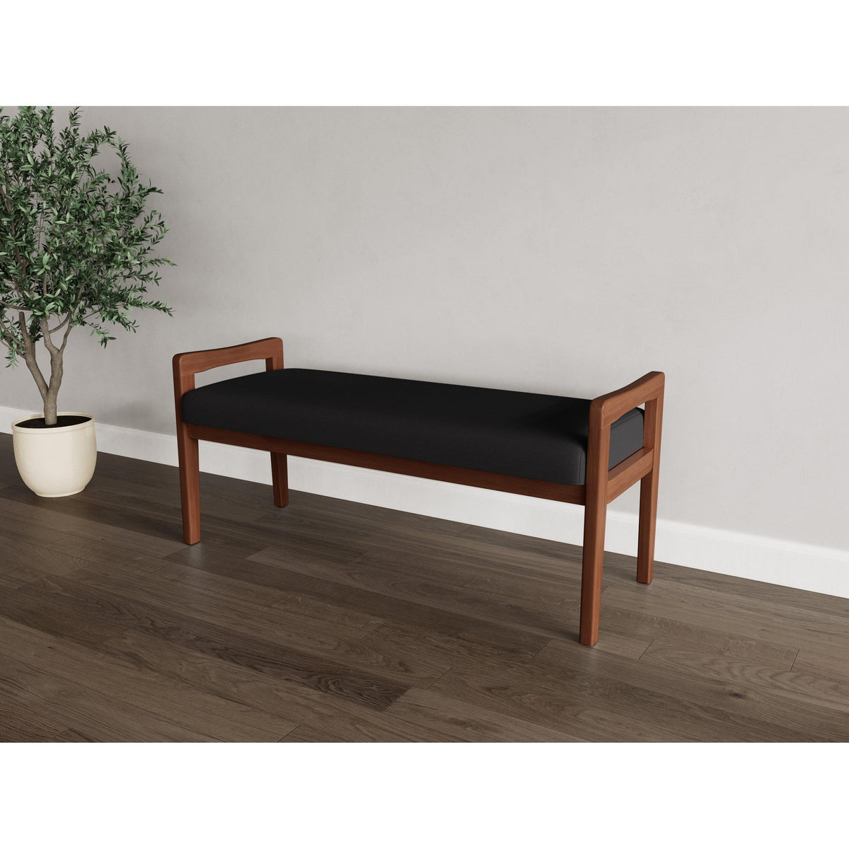 Weston Waiting Reception 2 Seat Bench Wood Frame