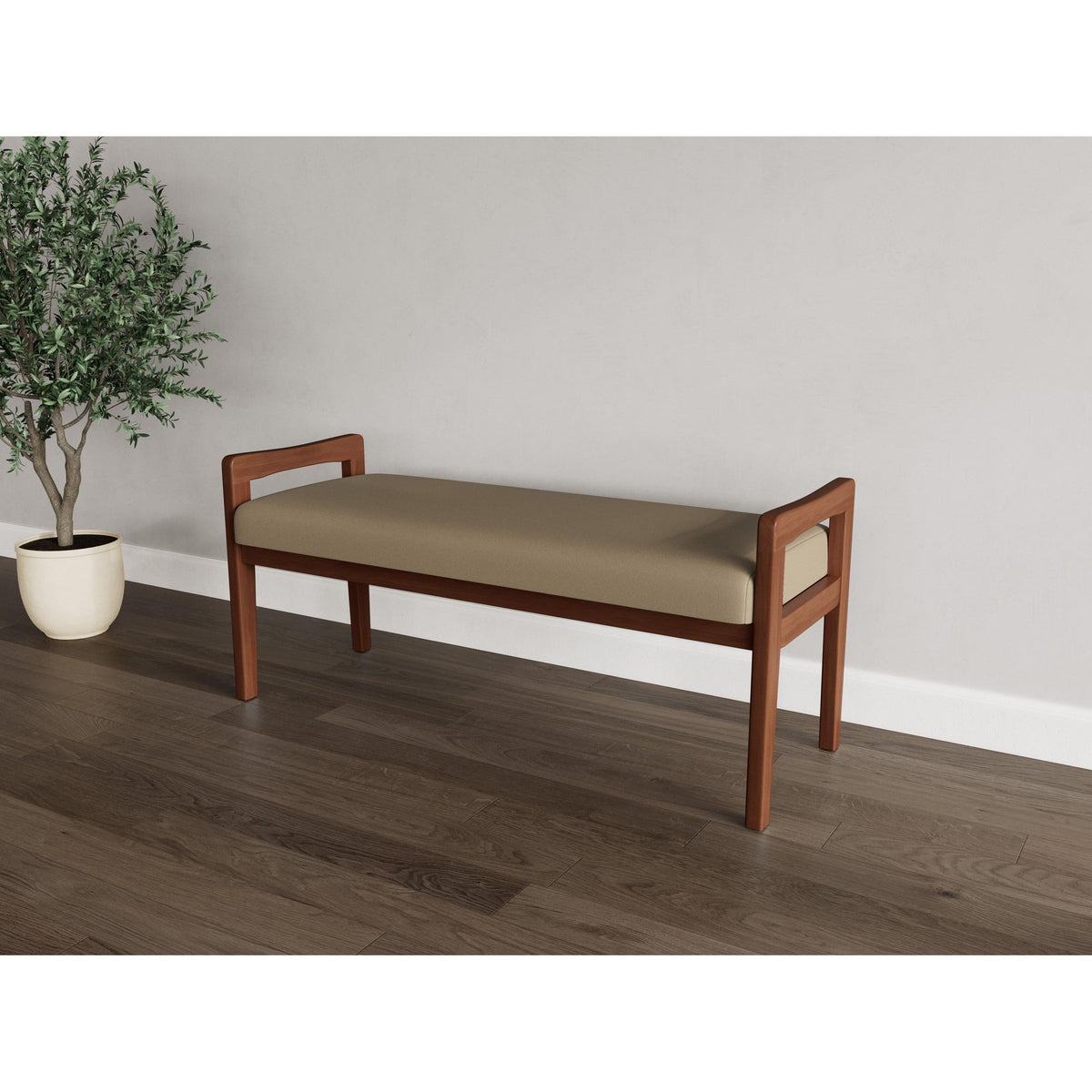 Weston Waiting Reception 2 Seat Bench Wood Frame
