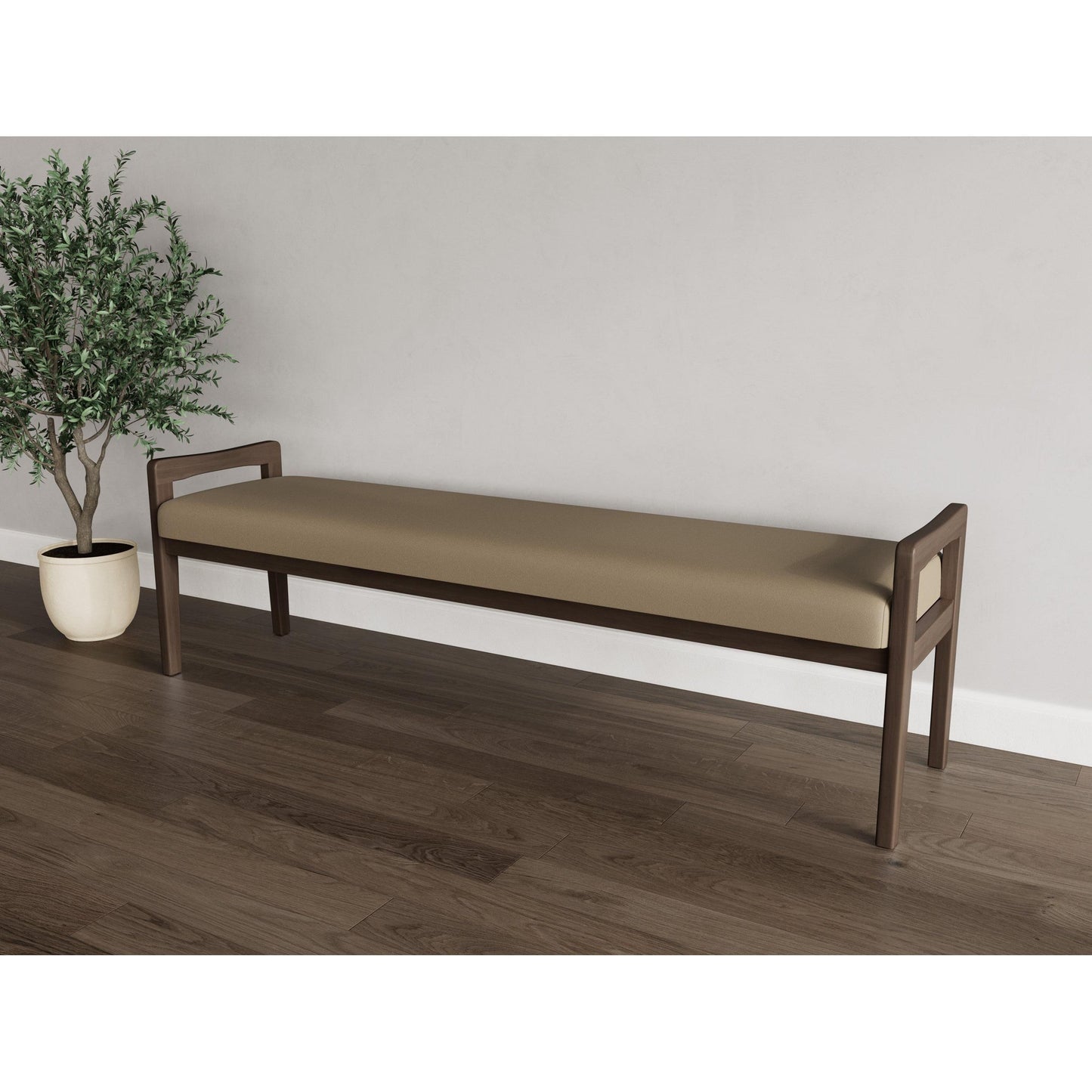 Weston Waiting Reception 3 Seat Bench Wood Frame