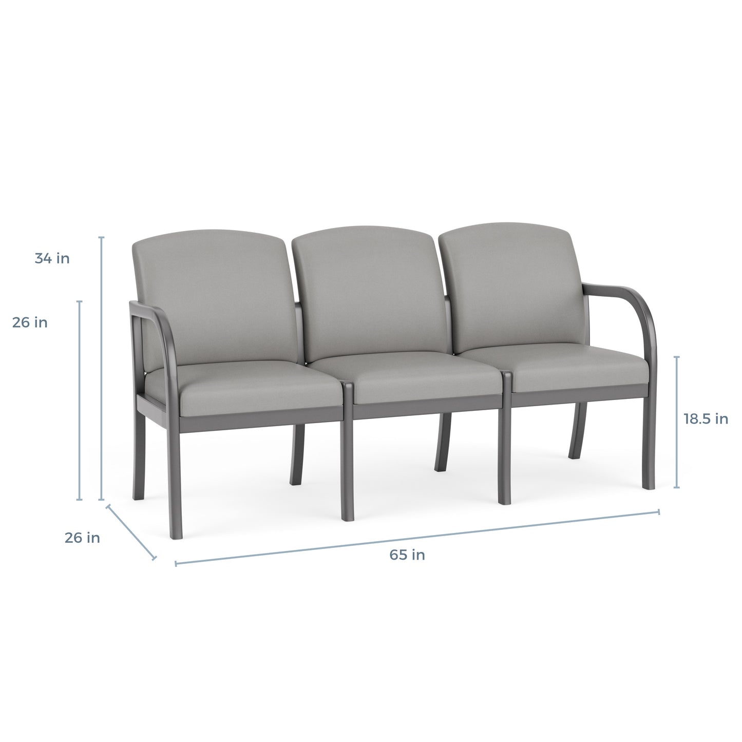 Weston Waiting Reception 3 Seat Tandem Seating Wood Frame No Center Arms