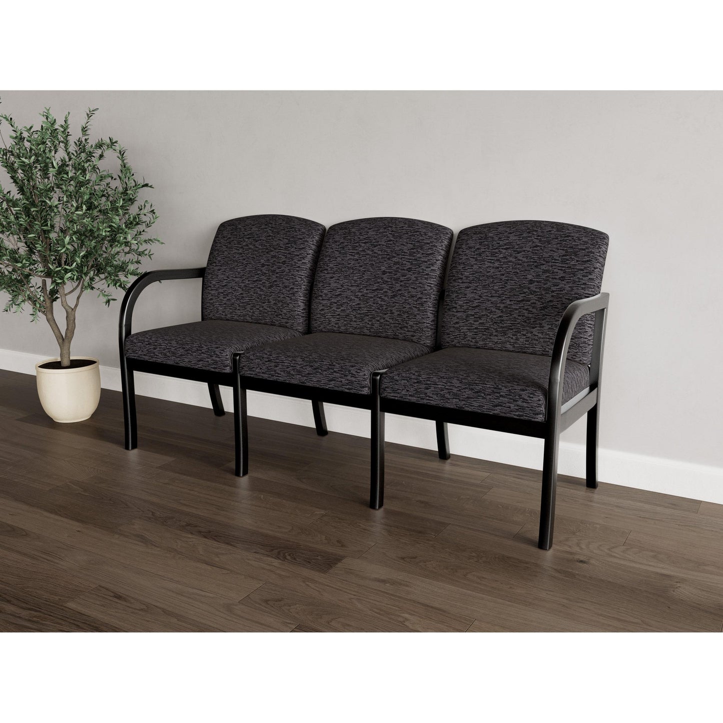 Weston Waiting Reception 3 Seat Tandem Seating Wood Frame No Center Arms