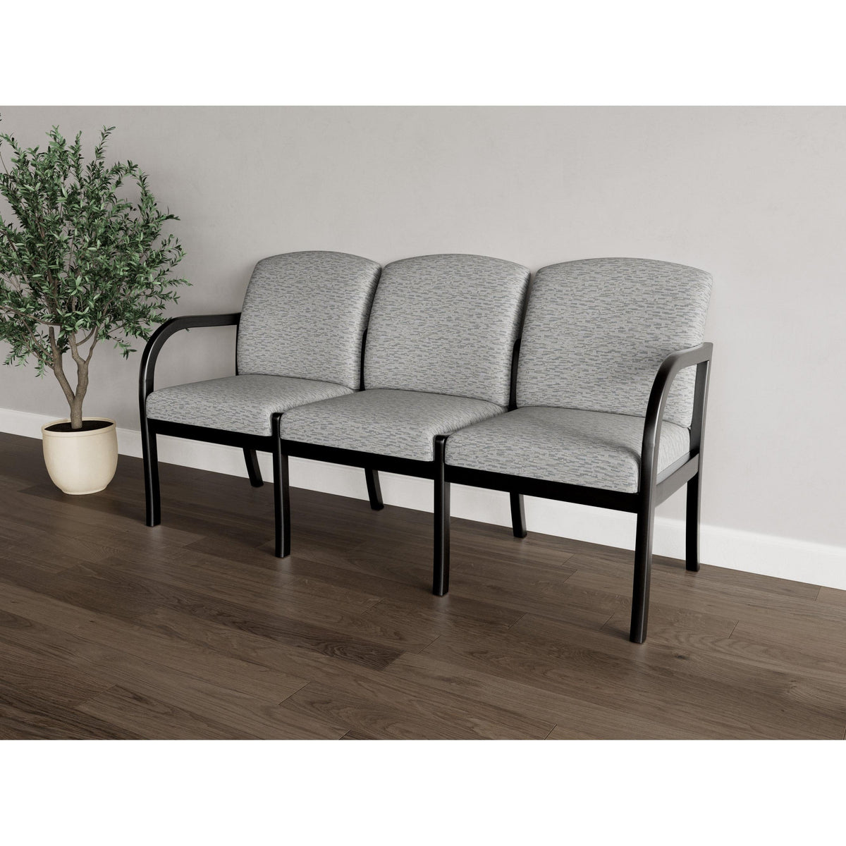 Weston Waiting Reception 3 Seat Tandem Seating Wood Frame No Center Arms