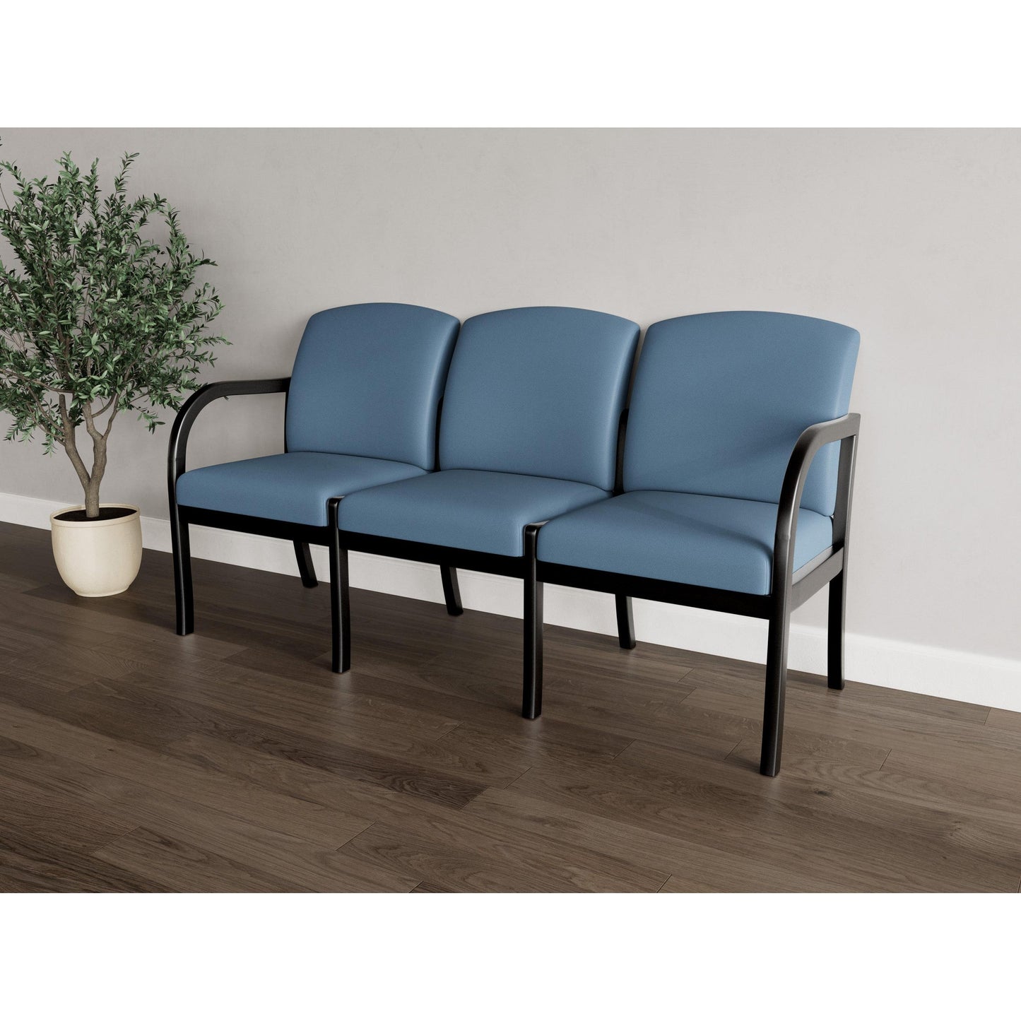 Weston Waiting Reception 3 Seat Tandem Seating Wood Frame No Center Arms