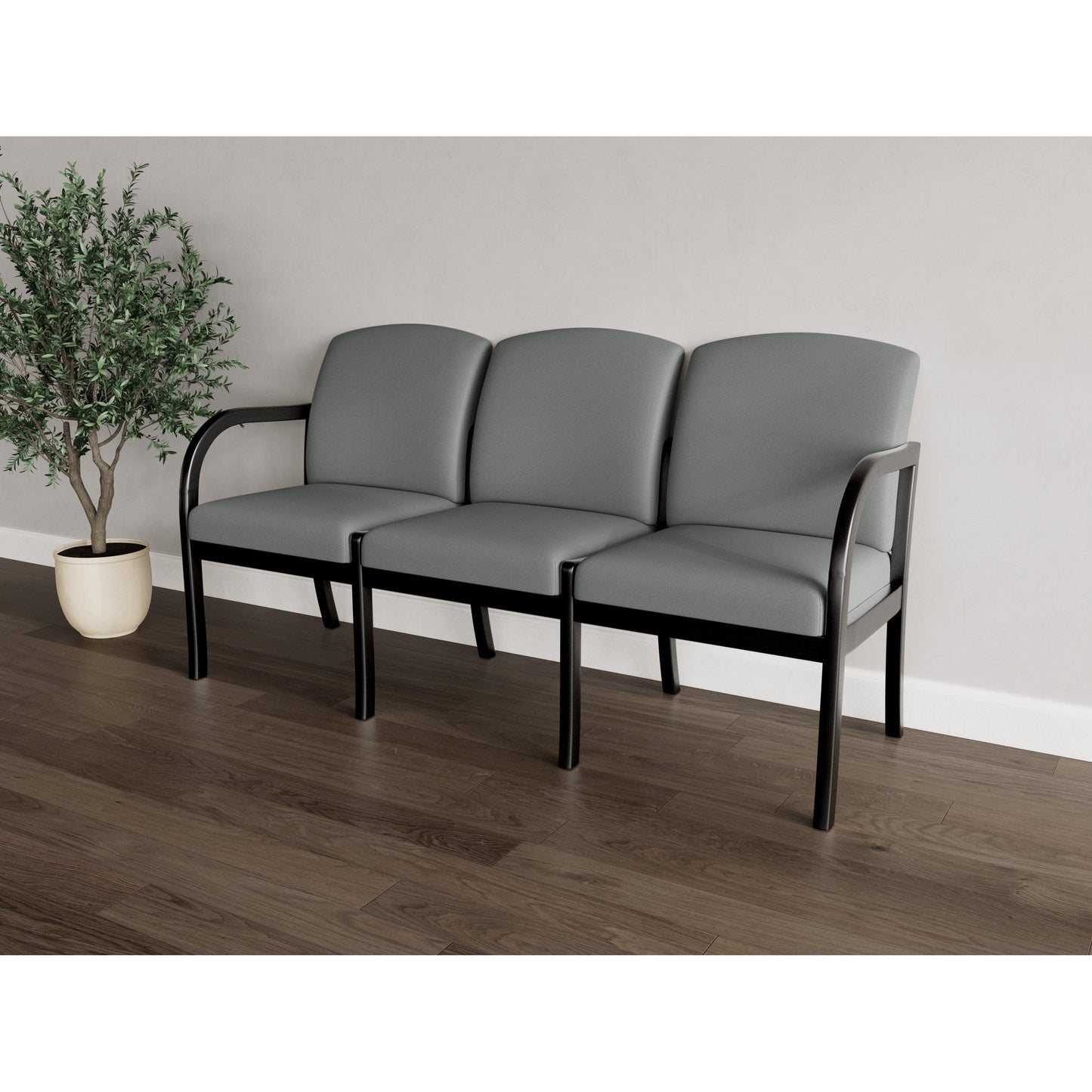 Weston Waiting Reception 3 Seat Tandem Seating Wood Frame No Center Arms