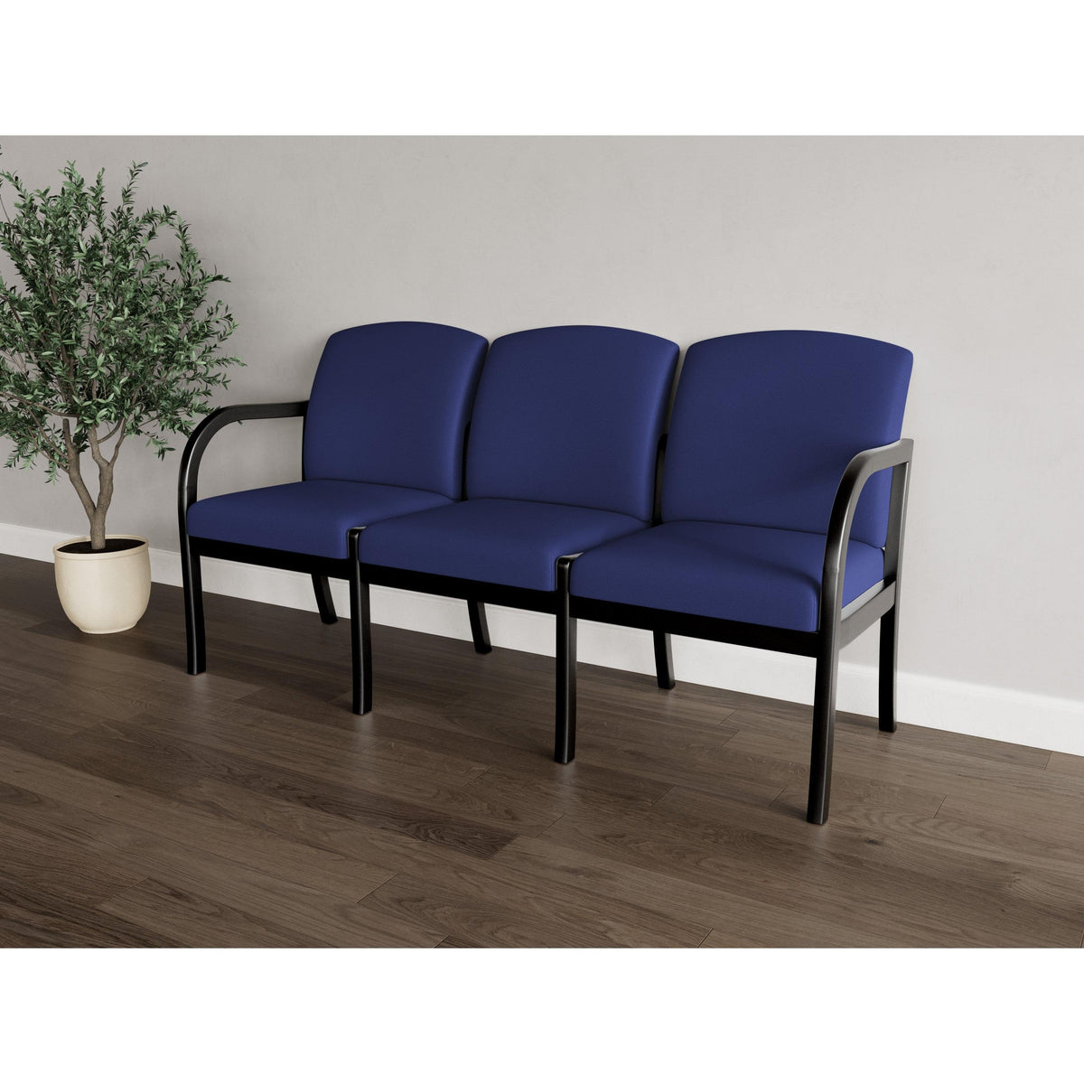 Weston Waiting Reception 3 Seat Tandem Seating Wood Frame No Center Arms