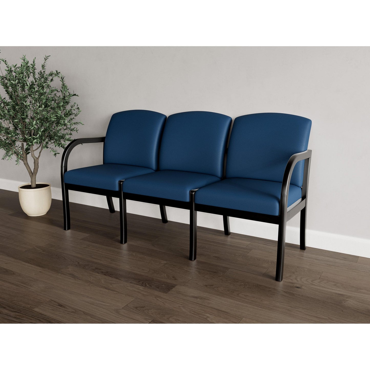 Weston Waiting Reception 3 Seat Tandem Seating Wood Frame No Center Arms