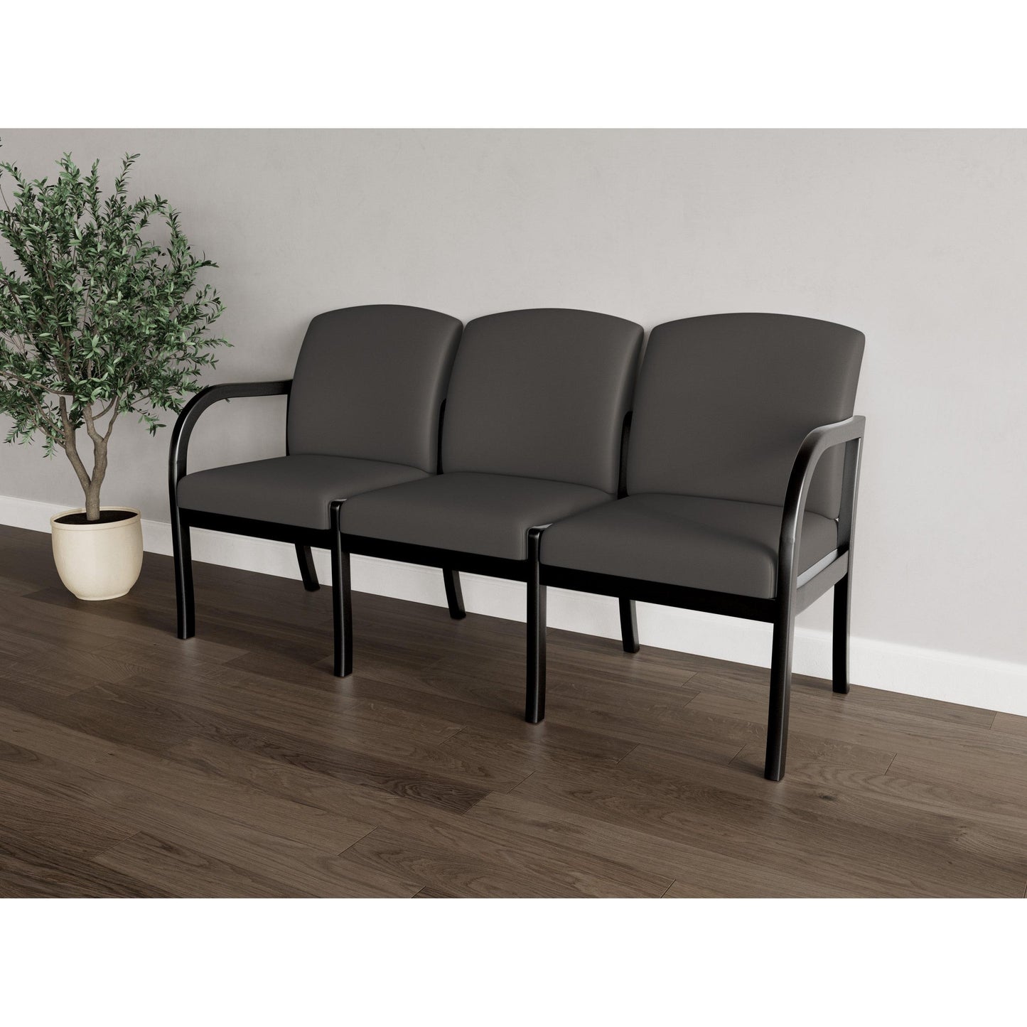 Weston Waiting Reception 3 Seat Tandem Seating Wood Frame No Center Arms