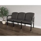 Weston Waiting Reception 3 Seat Tandem Seating Wood Frame No Center Arms