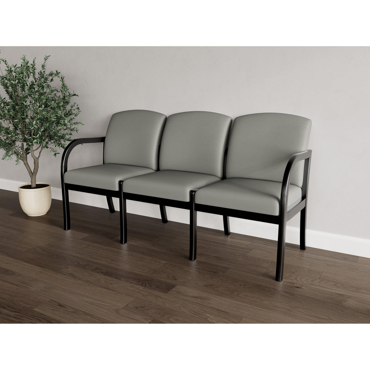 Weston Waiting Reception 3 Seat Tandem Seating Wood Frame No Center Arms