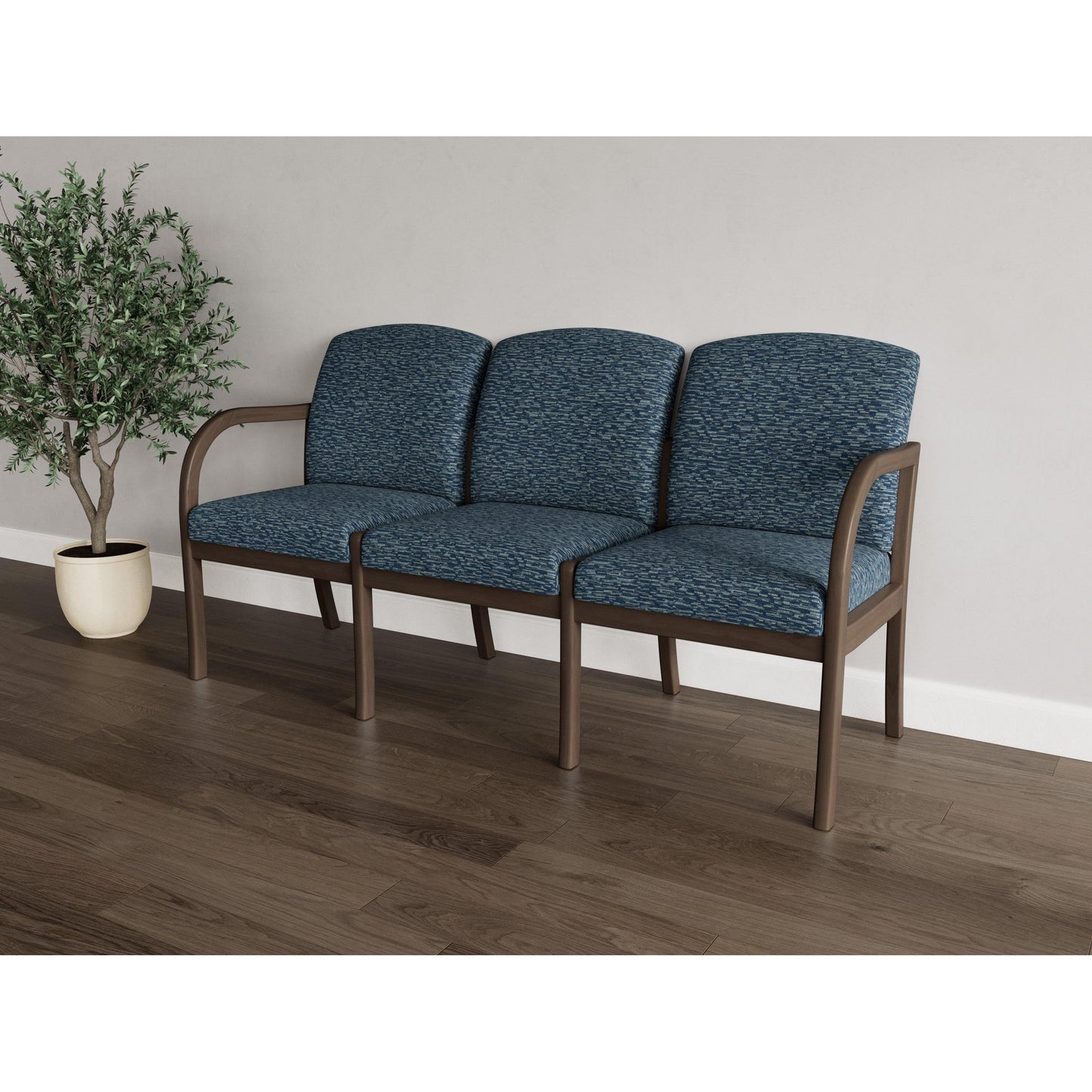 Weston Waiting Reception 3 Seat Tandem Seating Wood Frame No Center Arms