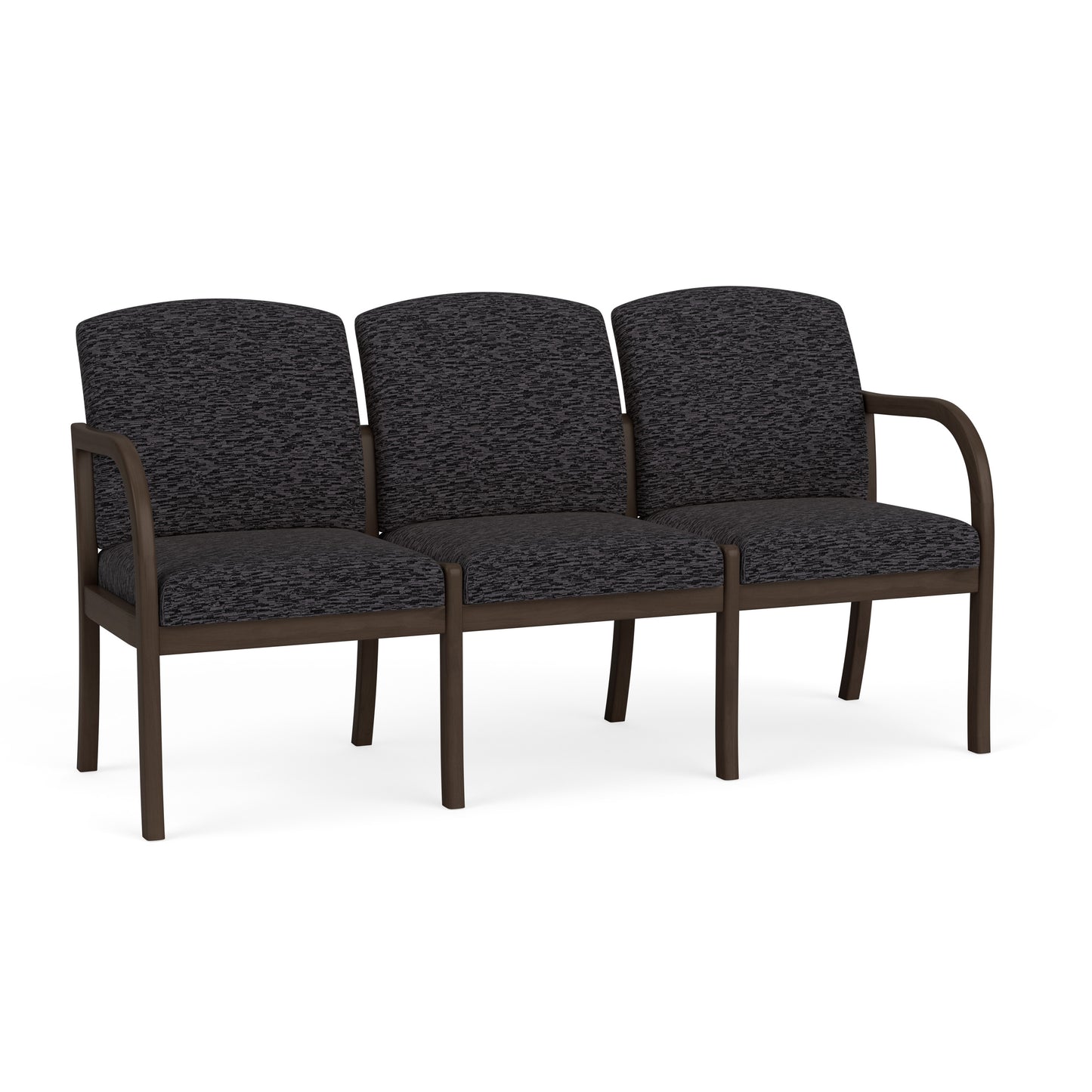 Weston Waiting Reception 3 Seat Tandem Seating Wood Frame No Center Arms
