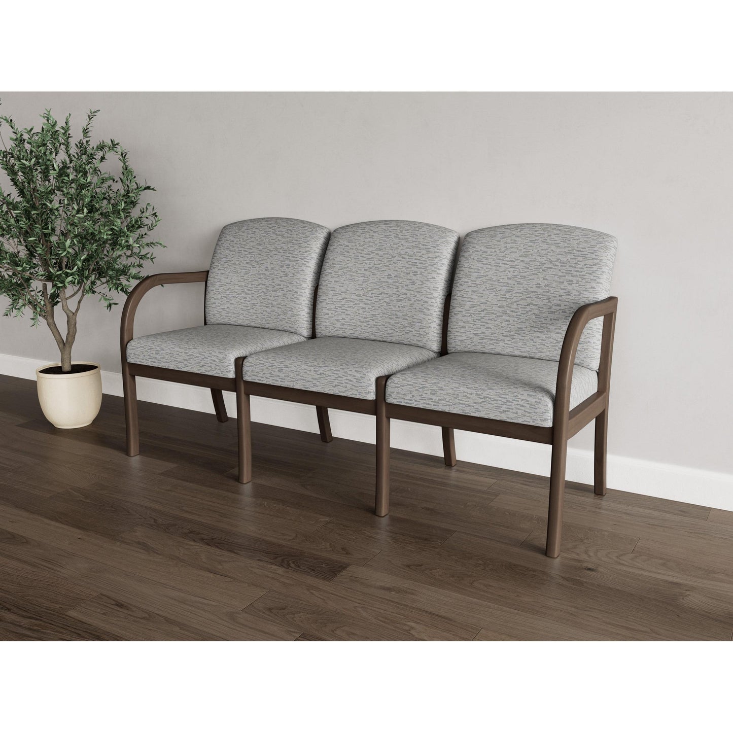 Weston Waiting Reception 3 Seat Tandem Seating Wood Frame No Center Arms