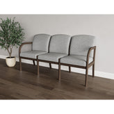 Weston Waiting Reception 3 Seat Tandem Seating Wood Frame No Center Arms