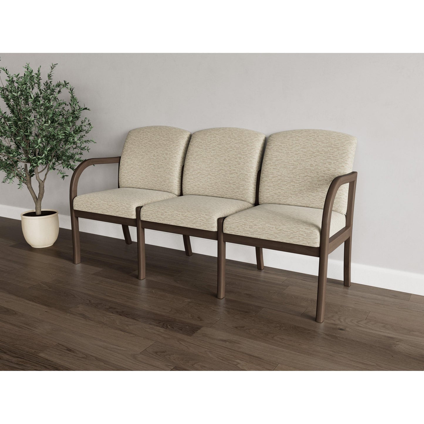 Weston Waiting Reception 3 Seat Tandem Seating Wood Frame No Center Arms