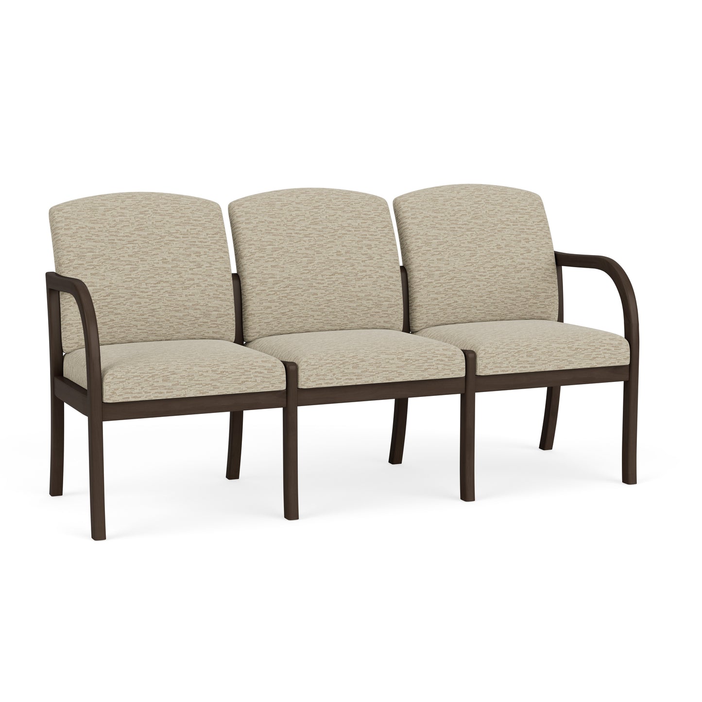Weston Waiting Reception 3 Seat Tandem Seating Wood Frame No Center Arms