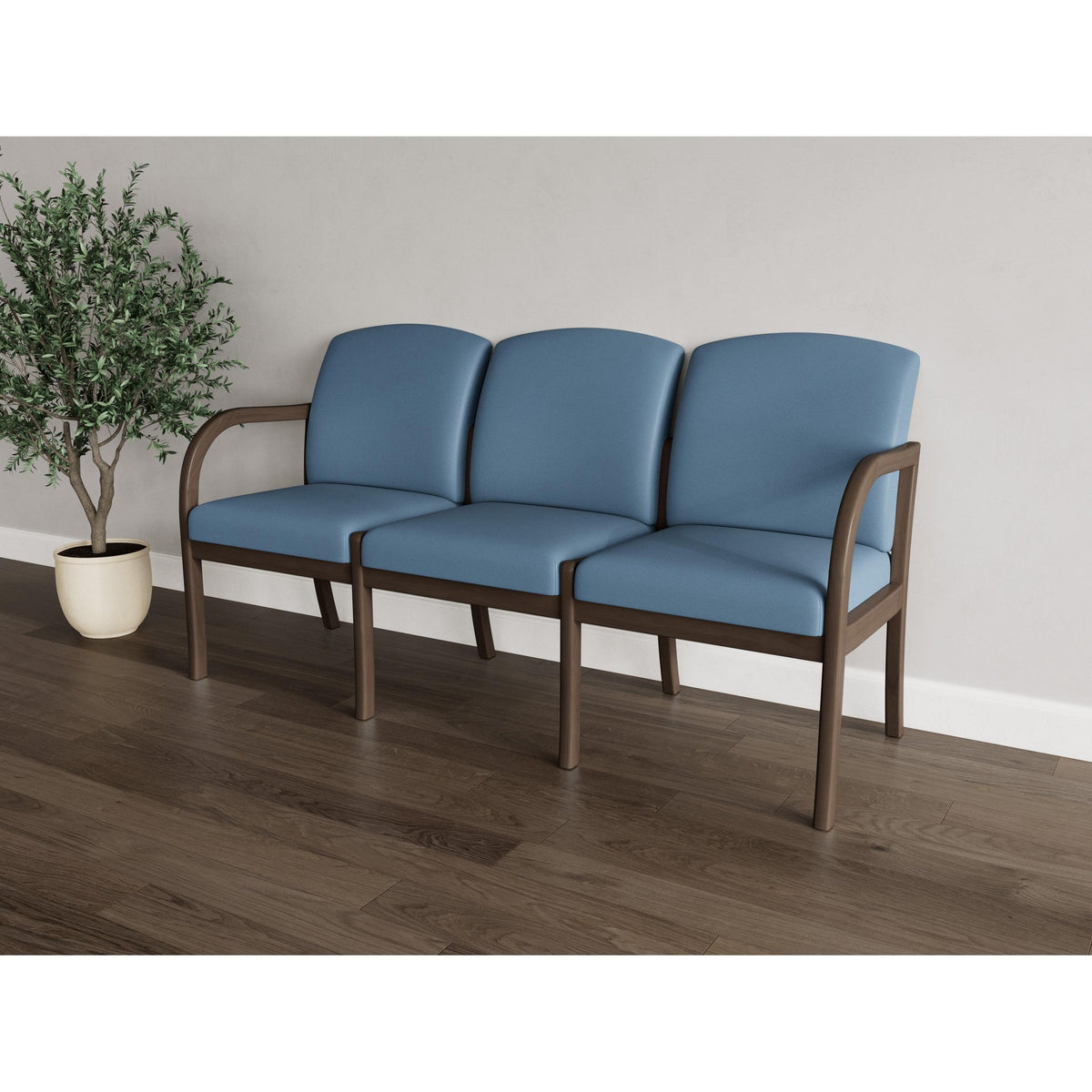 Weston Waiting Reception 3 Seat Tandem Seating Wood Frame No Center Arms