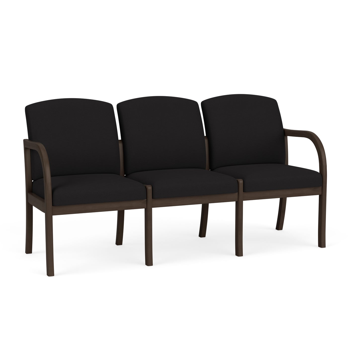 Weston Waiting Reception 3 Seat Tandem Seating Wood Frame No Center Arms