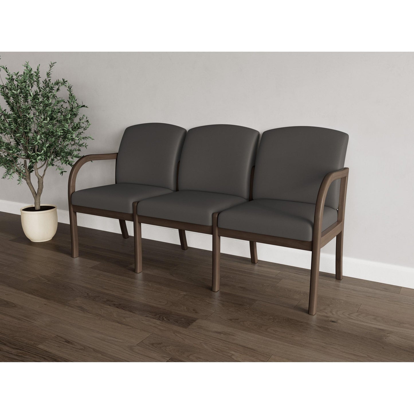 Weston Waiting Reception 3 Seat Tandem Seating Wood Frame No Center Arms