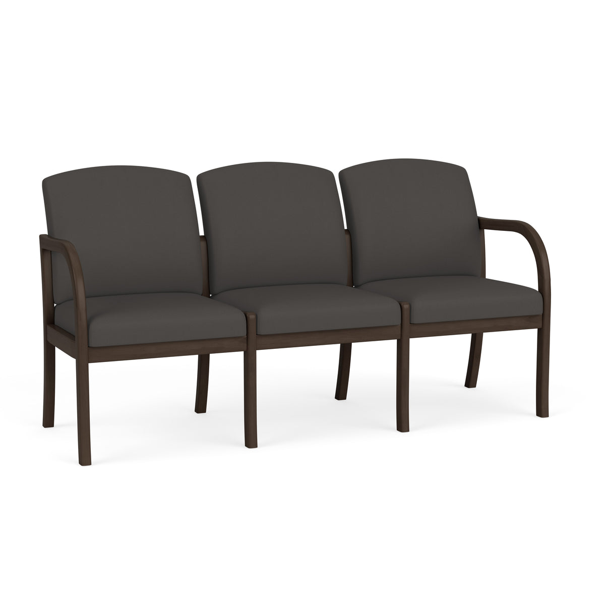 Weston Waiting Reception 3 Seat Tandem Seating Wood Frame No Center Arms