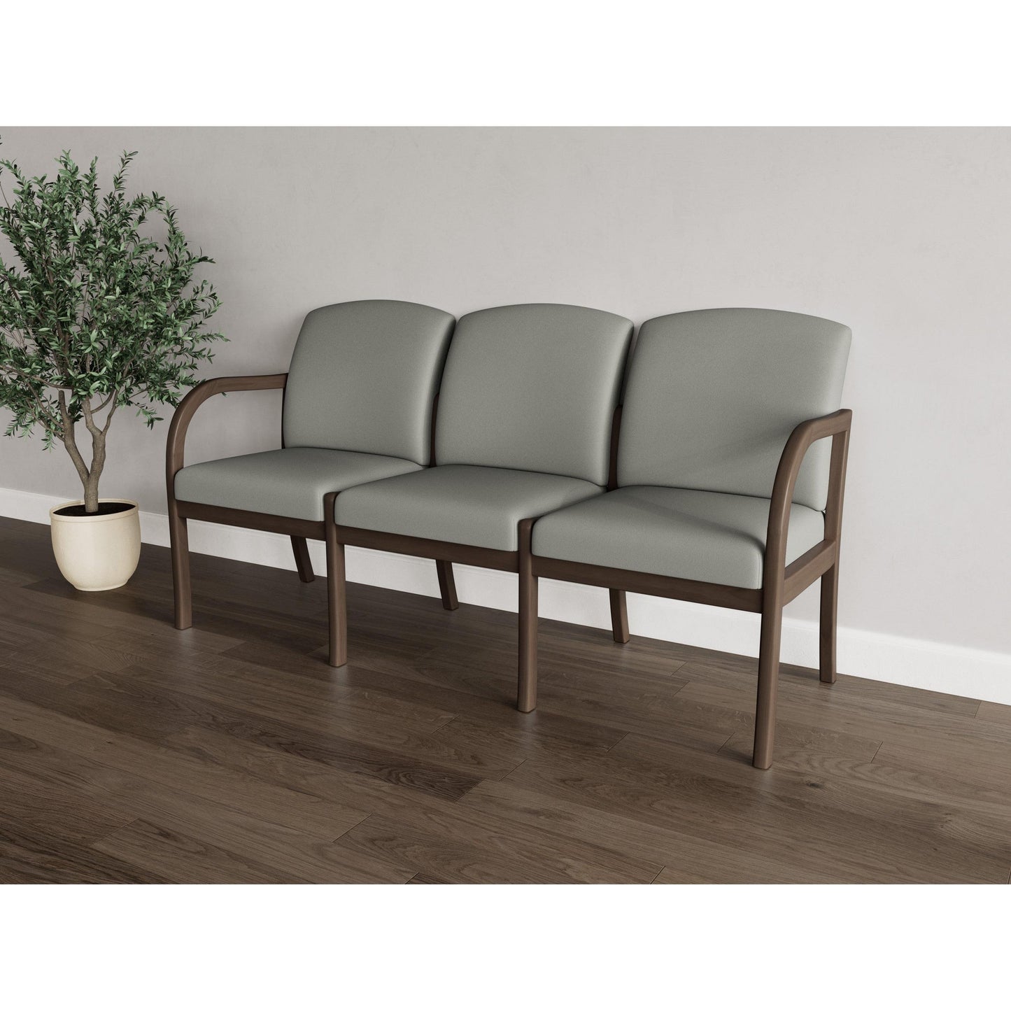 Weston Waiting Reception 3 Seat Tandem Seating Wood Frame No Center Arms