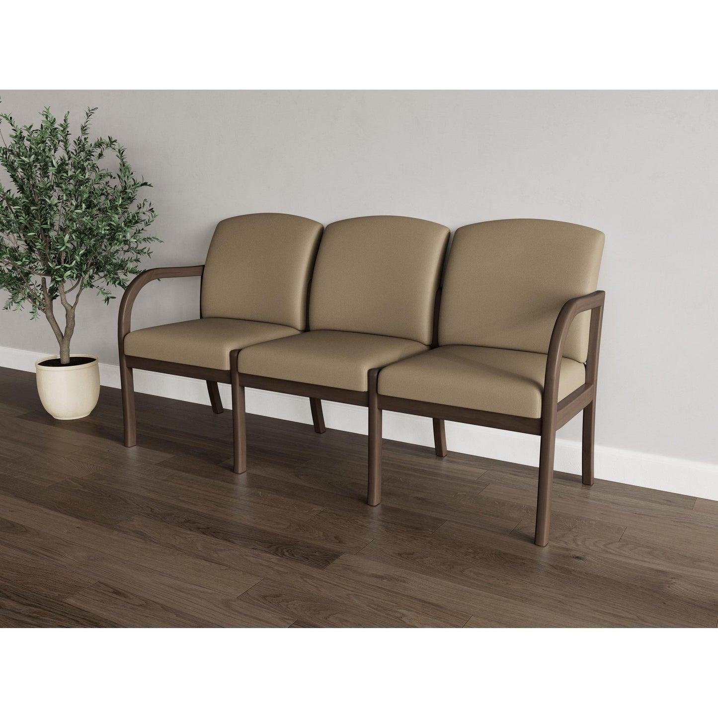 Weston Waiting Reception 3 Seat Tandem Seating Wood Frame No Center Arms