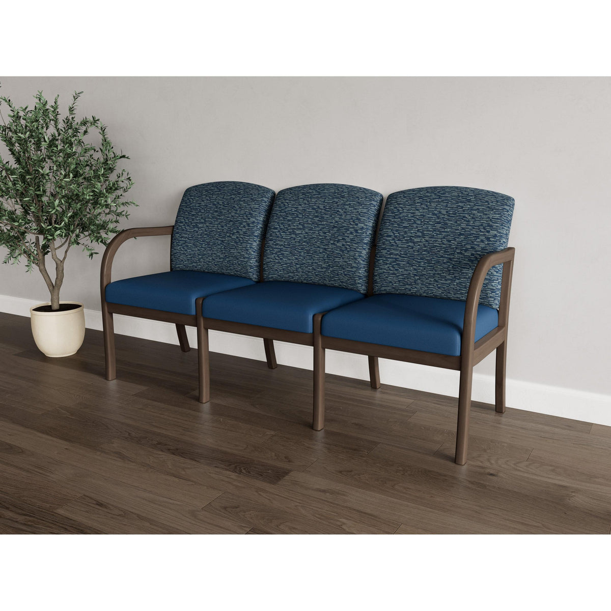 Weston Waiting Reception 3 Seat Tandem Seating Wood Frame No Center Arms