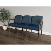 Weston Waiting Reception 3 Seat Tandem Seating Wood Frame No Center Arms