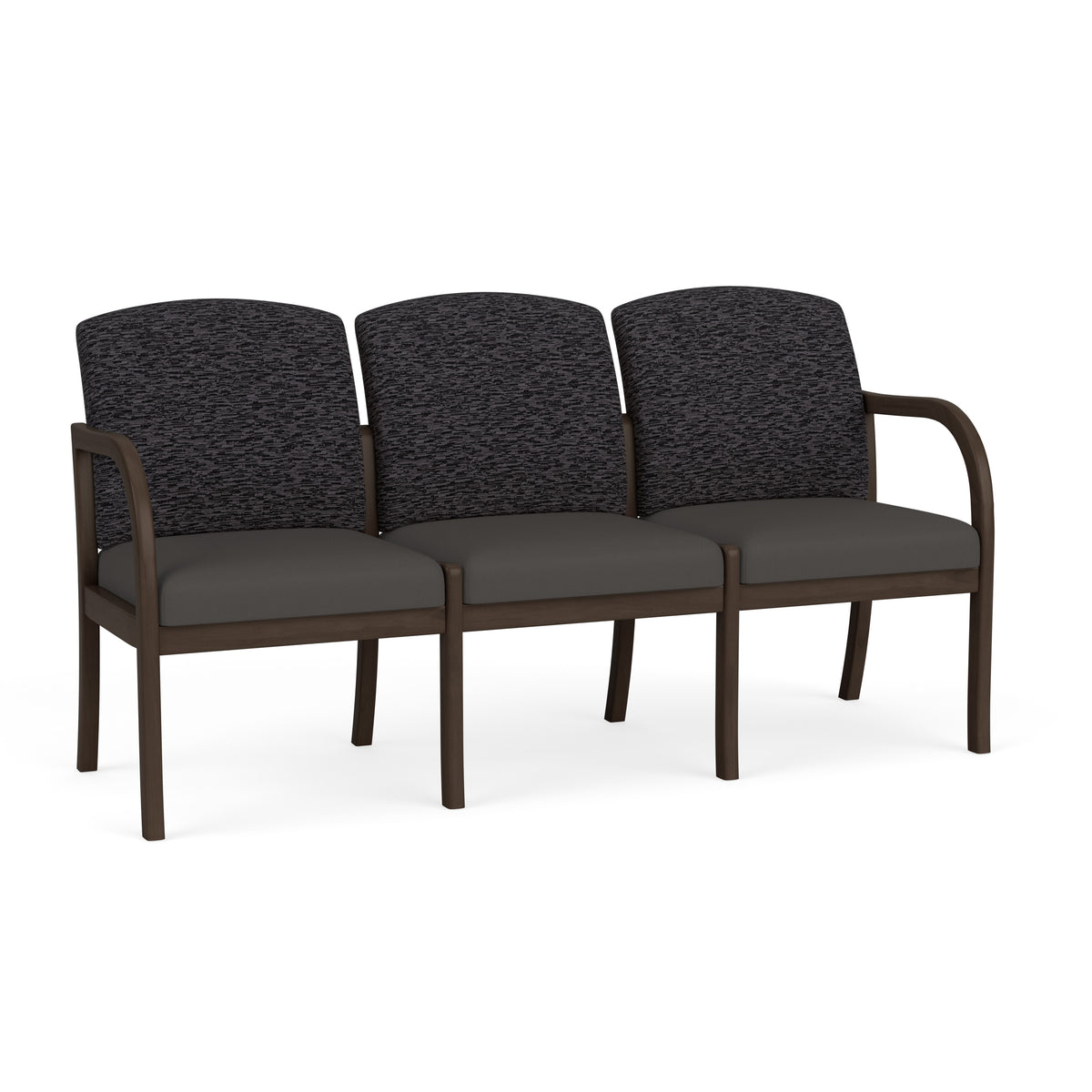 Weston Waiting Reception 3 Seat Tandem Seating Wood Frame No Center Arms
