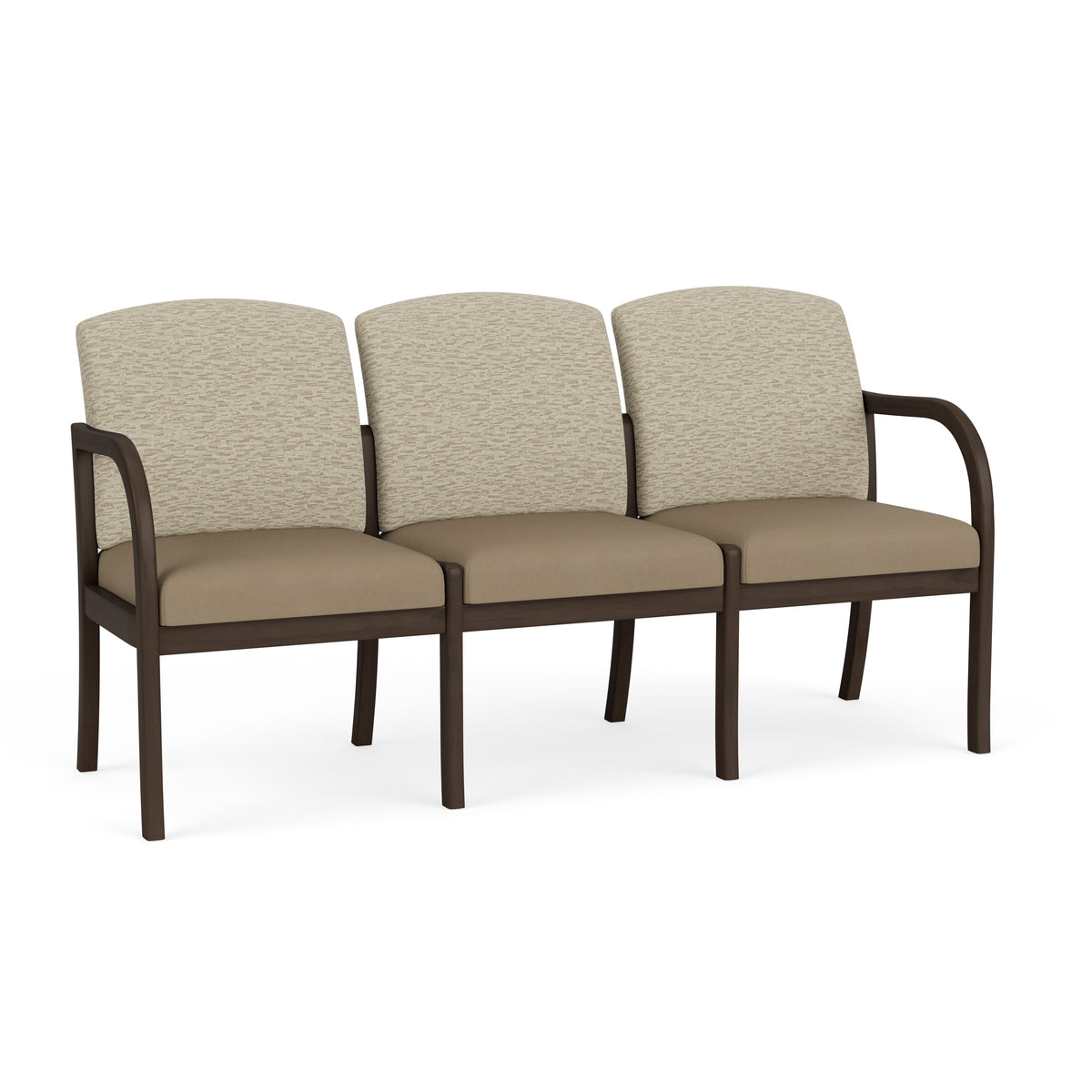 Weston Waiting Reception 3 Seat Tandem Seating Wood Frame No Center Arms