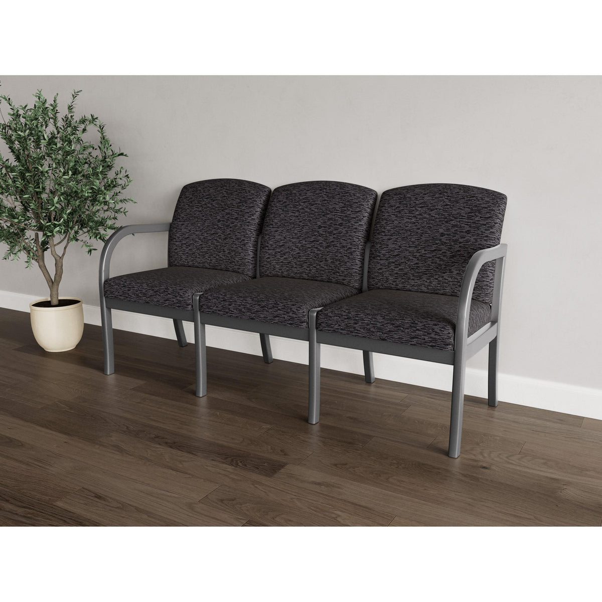 Weston Waiting Reception 3 Seat Tandem Seating Wood Frame No Center Arms