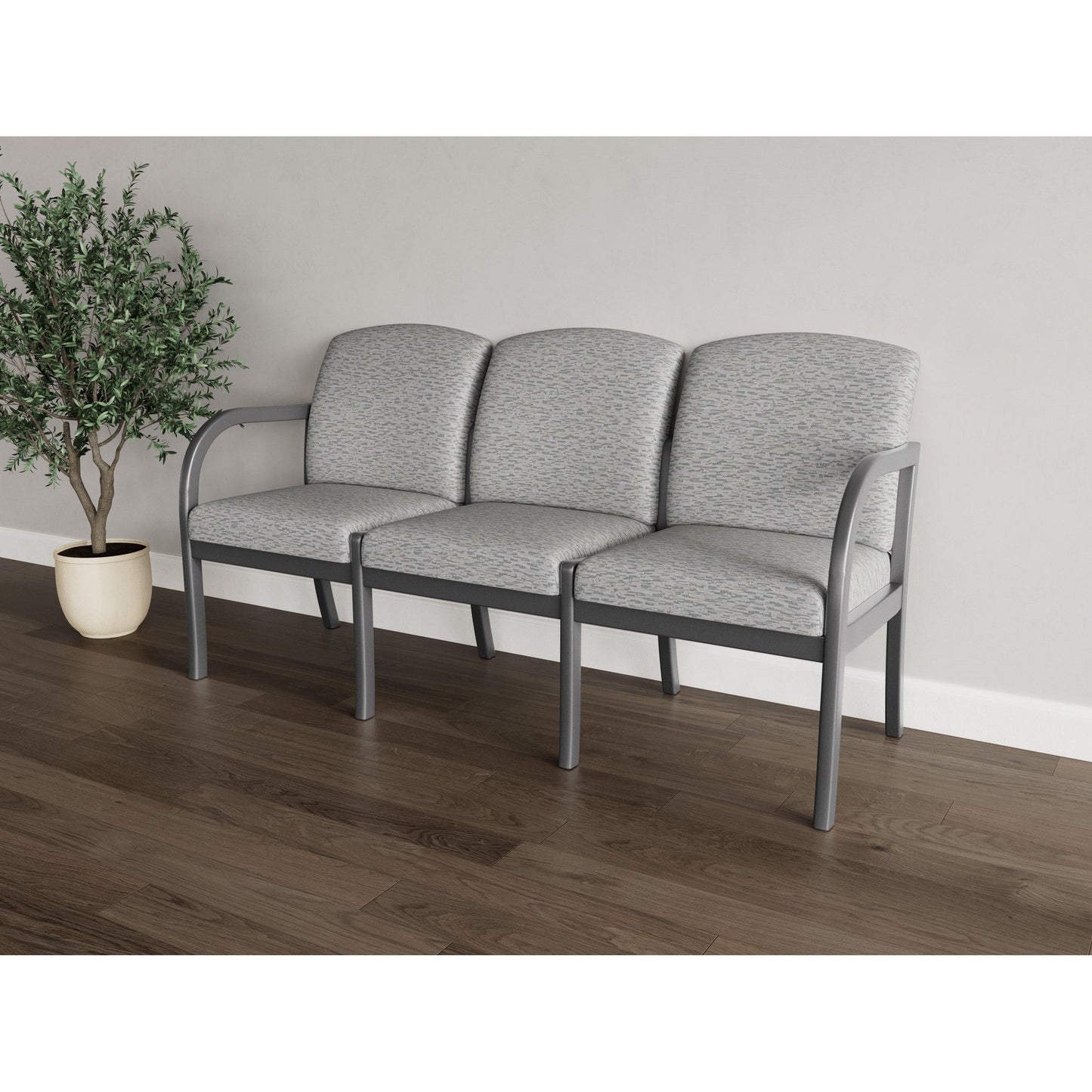 Weston Waiting Reception 3 Seat Tandem Seating Wood Frame No Center Arms