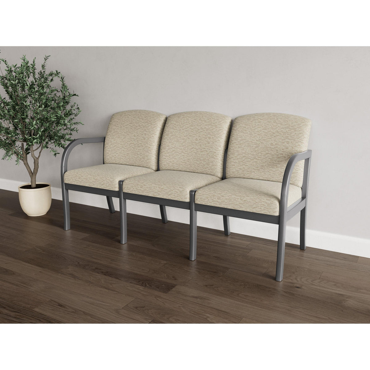 Weston Waiting Reception 3 Seat Tandem Seating Wood Frame No Center Arms