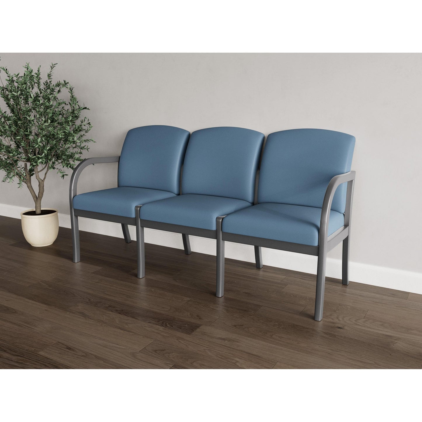 Weston Waiting Reception 3 Seat Tandem Seating Wood Frame No Center Arms