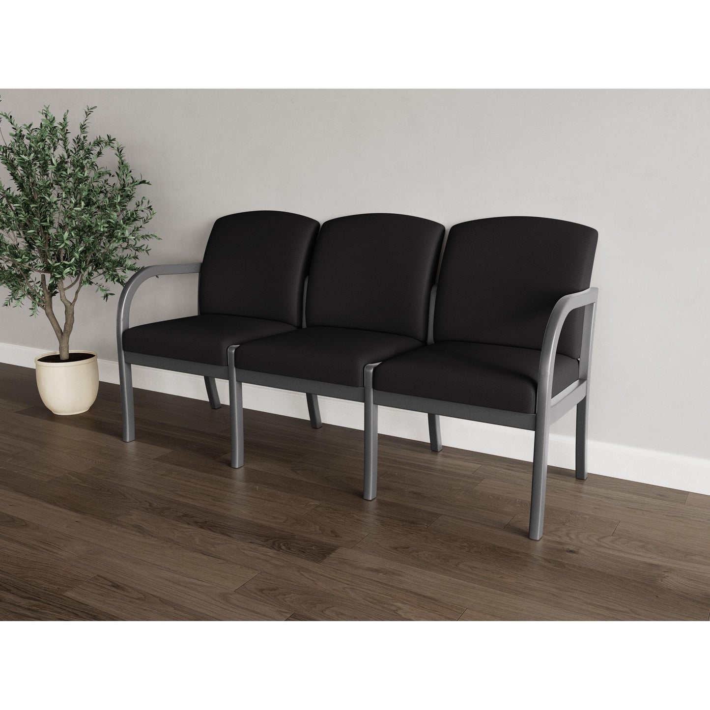 Weston Waiting Reception 3 Seat Tandem Seating Wood Frame No Center Arms