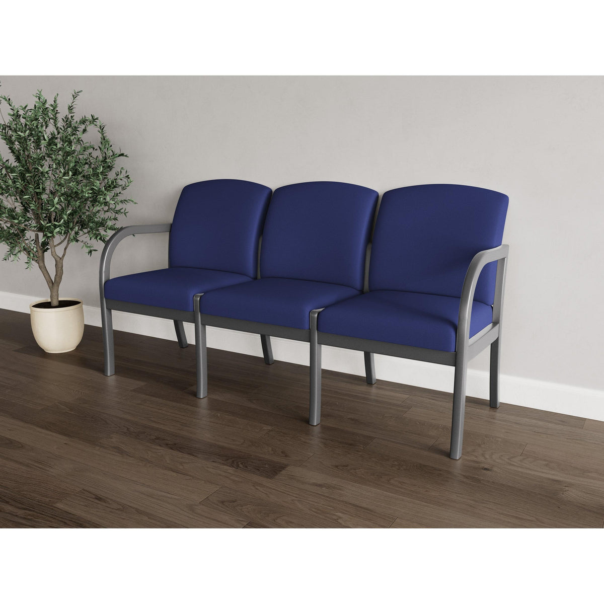 Weston Waiting Reception 3 Seat Tandem Seating Wood Frame No Center Arms