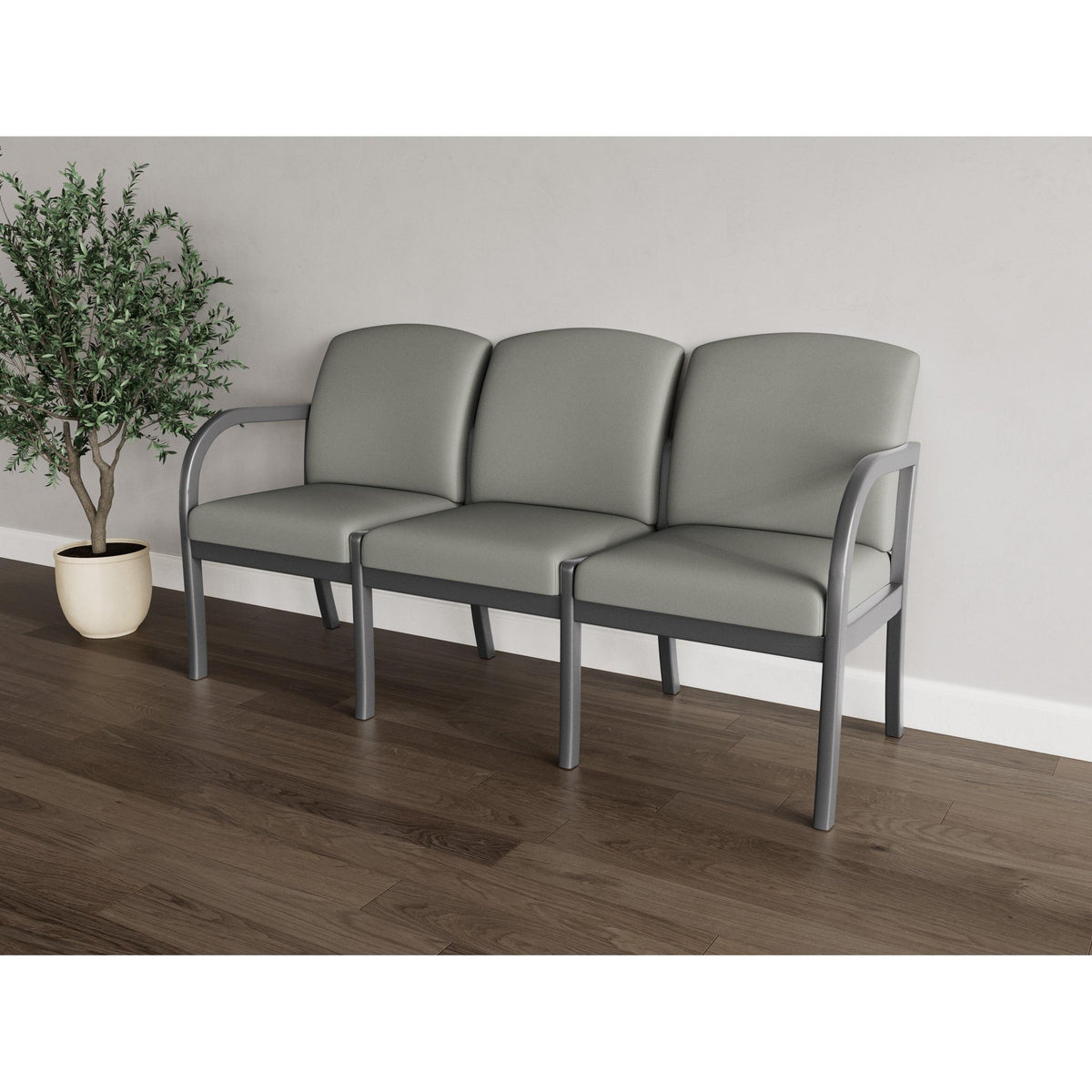 Weston Waiting Reception 3 Seat Tandem Seating Wood Frame No Center Arms