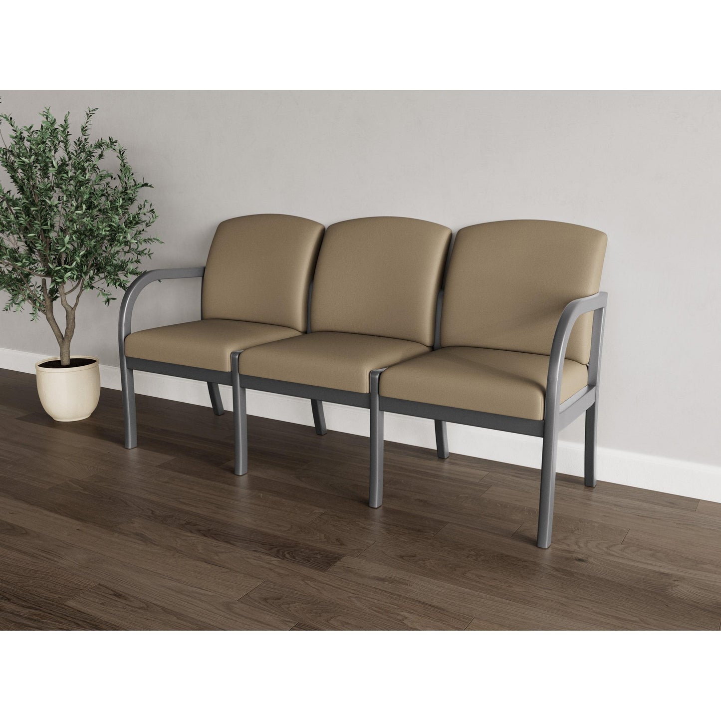 Weston Waiting Reception 3 Seat Tandem Seating Wood Frame No Center Arms