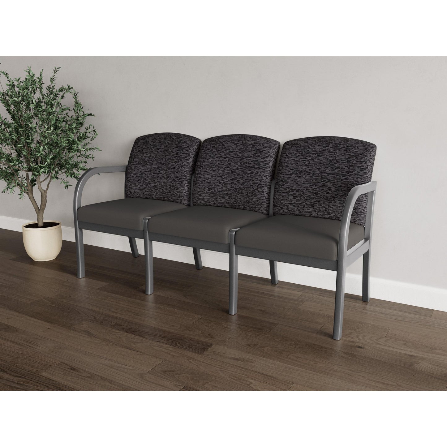Weston Waiting Reception 3 Seat Tandem Seating Wood Frame No Center Arms
