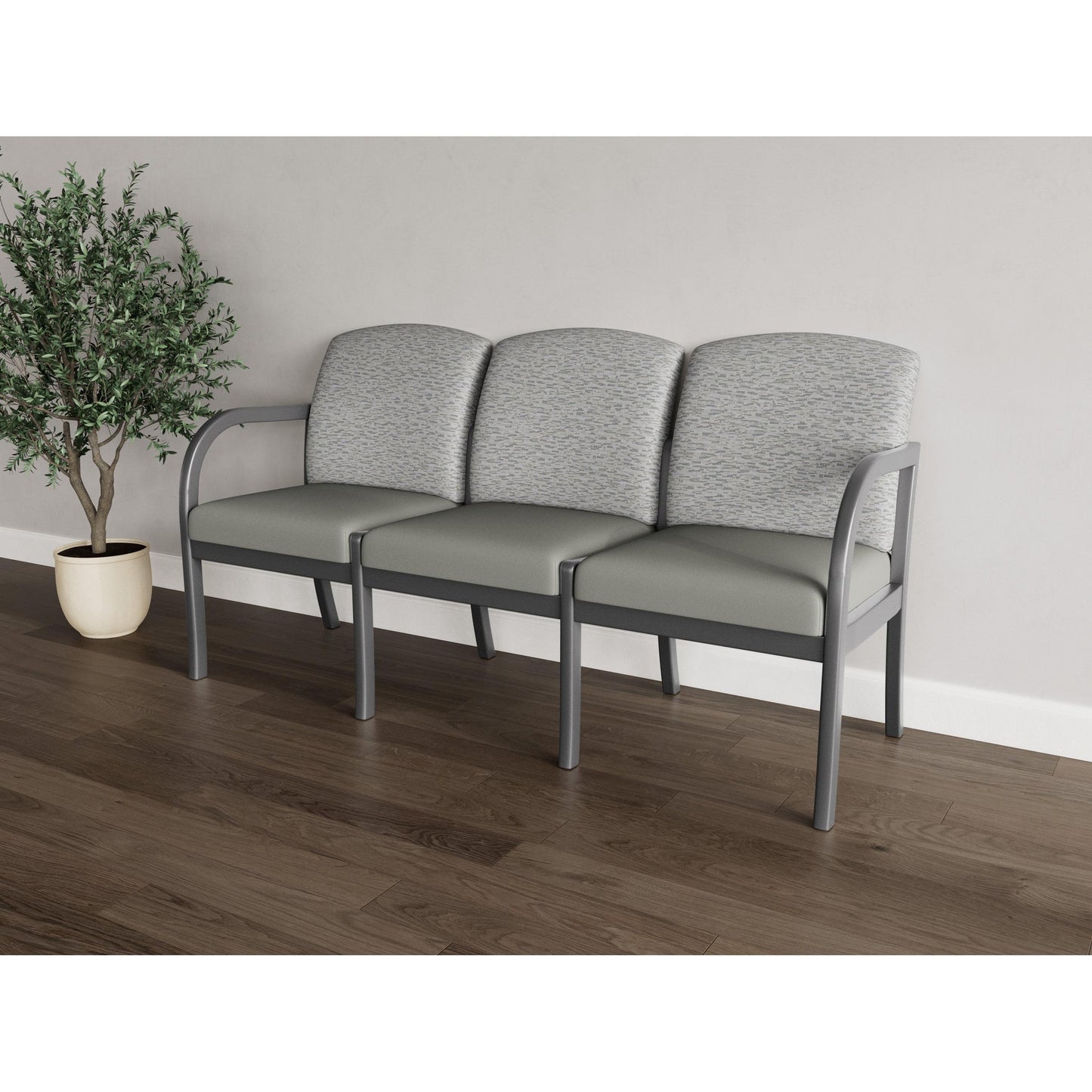 Weston Waiting Reception 3 Seat Tandem Seating Wood Frame No Center Arms