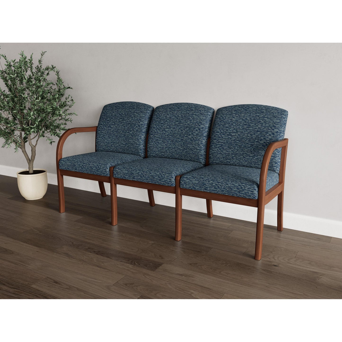 Weston Waiting Reception 3 Seat Tandem Seating Wood Frame No Center Arms