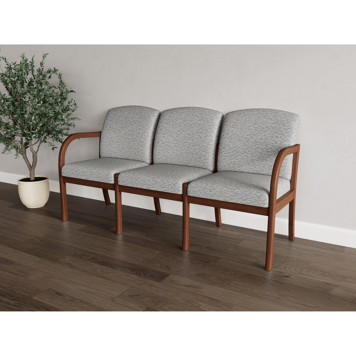 Weston Waiting Reception 3 Seat Tandem Seating Wood Frame No Center Arms