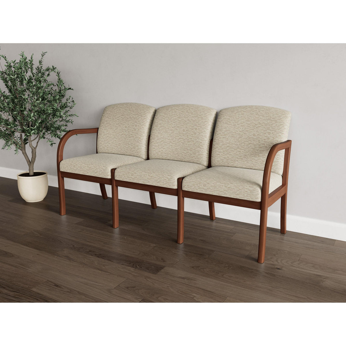 Weston Waiting Reception 3 Seat Tandem Seating Wood Frame No Center Arms