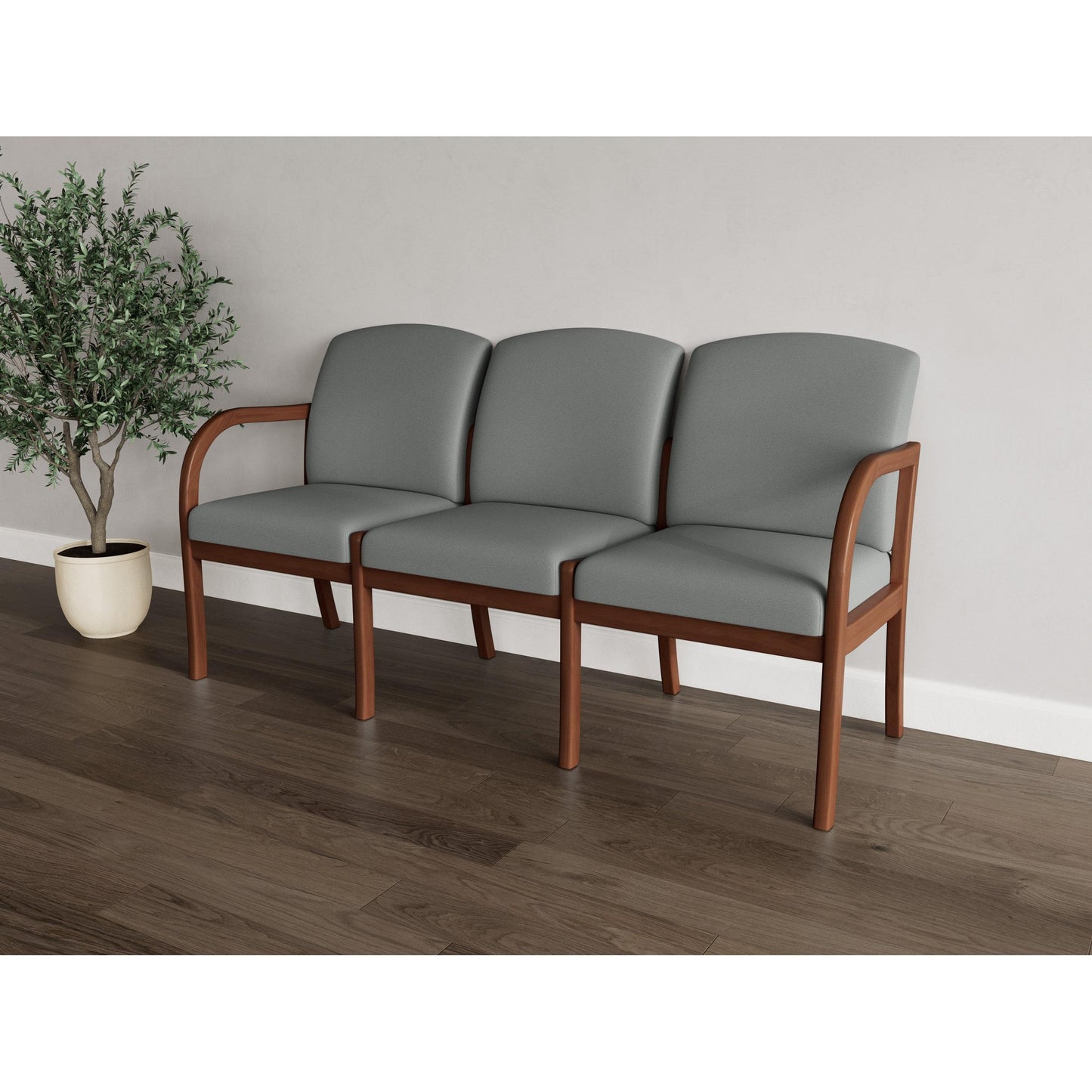 Weston Waiting Reception 3 Seat Tandem Seating Wood Frame No Center Arms