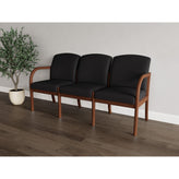Weston Waiting Reception 3 Seat Tandem Seating Wood Frame No Center Arms
