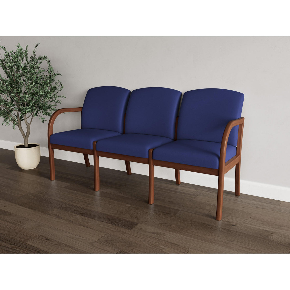 Weston Waiting Reception 3 Seat Tandem Seating Wood Frame No Center Arms
